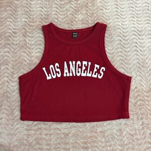 SHEIN Red Los Angeles Graphic Crop Top